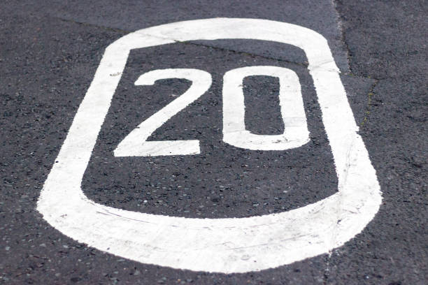 istock speed limit 20mph or kph painted on the road 840909318