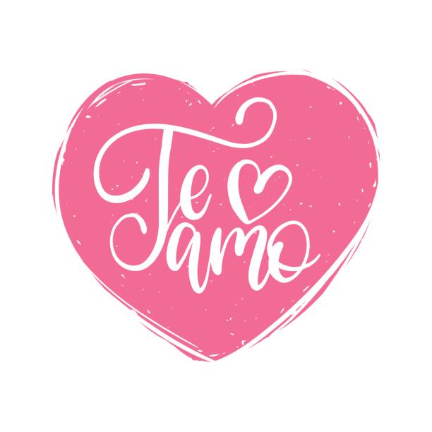 ilustrações de stock, clip art, desenhos animados e ícones de vector te amo calligraphy, spanish translation of i love you phrase. hand lettering in heart shape - i love you frase em inglês