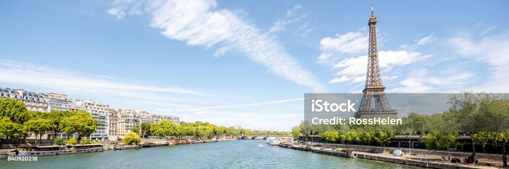 Cityscape view of Paris Landscape panoramic view on the Eiffel tower and Seine river during the sunny day in Paris Paris - France Stock Photo