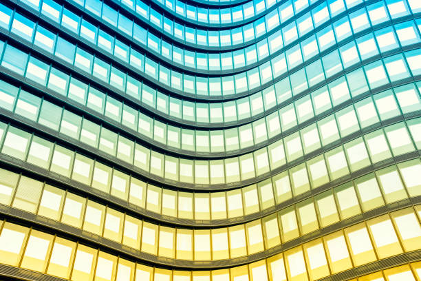 Abstract facade lines and glass reflection on modern building,abstract background