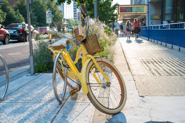 istock Locked bicycle in downtown Indianapolis Indiana USA 840924578
