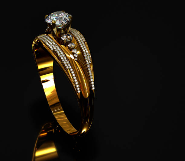 istock Engagement gold ring with jewelry gem. 840927298