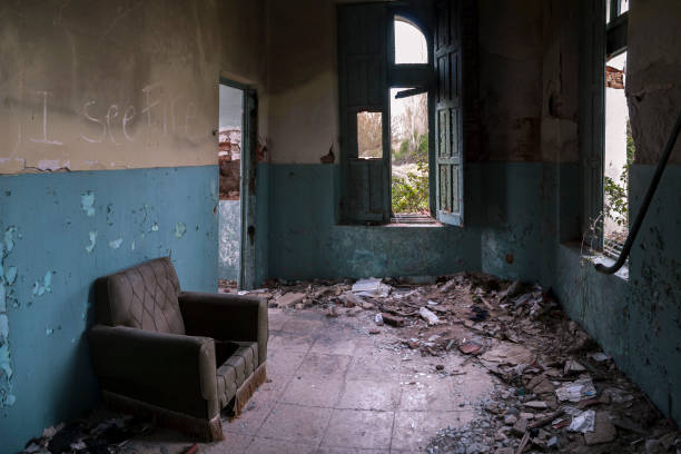 Urbex, abandoned room in Spain stock photo