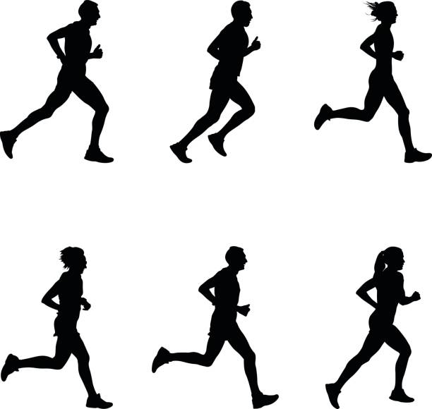 menschen laufen - running marathon jogging track event stock-grafiken, -clipart, -cartoons und -symbole