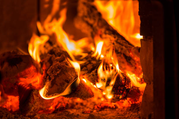 istock Fire and coals in fireplace furnace 840932900