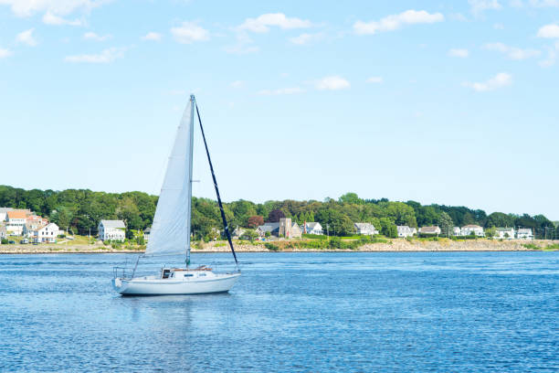 istock Yatch and blue sea with a city background 840936522