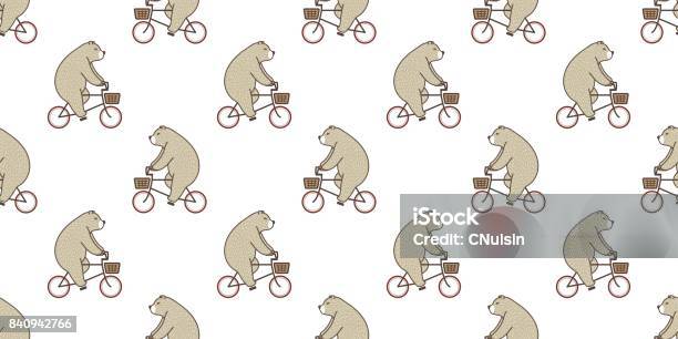 Bear Polar Bear Riding A Bicycle Vector Seamless Pattern Doodle Cartoon  Wallpaper Background Stock Illustration - Download Image Now - iStock