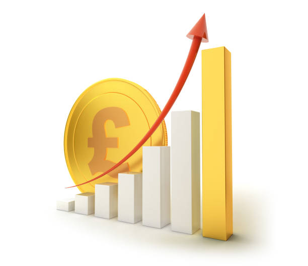 istock 3D coins with height chart - Pounds simbol 2 840948118