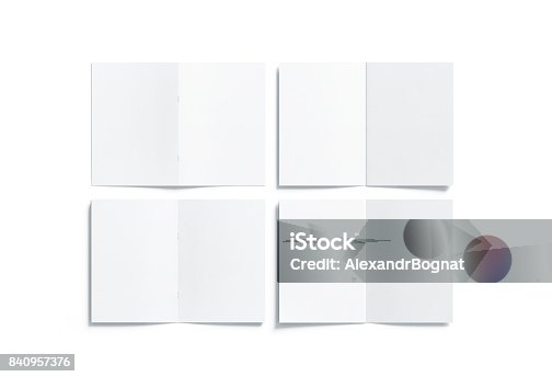 istock Blank white multi-page a5 booklet mock up, front back side 840957376
