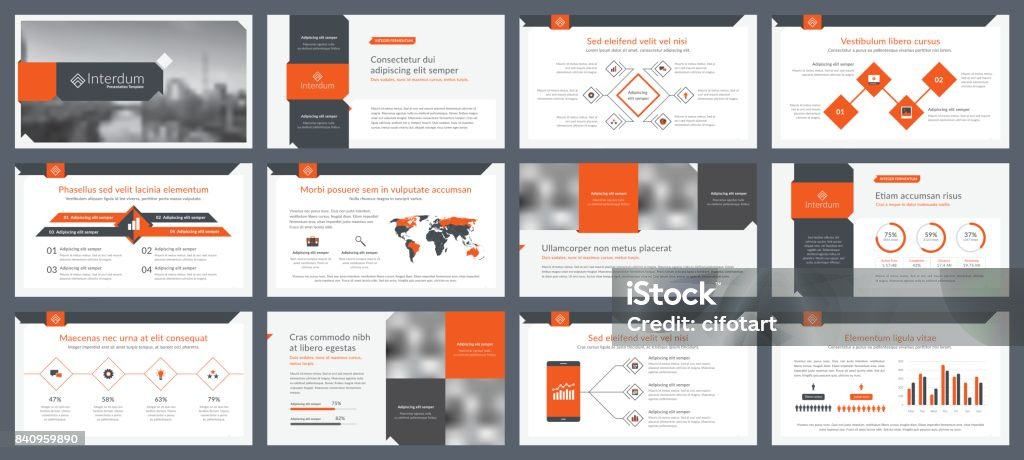 Elements of infographics for presentations templates Elements of infographics for presentations templates. Annual report, leaflet, book cover design. Brochure layout, flyer template design. Corporate report, advertising template in vector Illustration. Report - Document stock vector