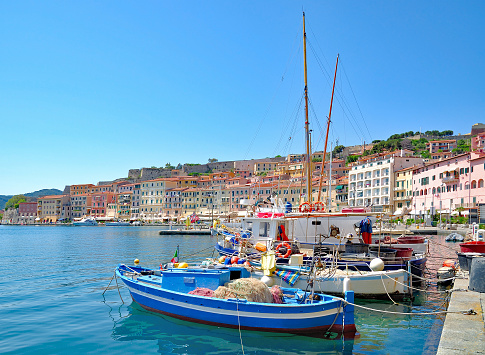Harbor of Portoferraio on Island of Elba,Tuscany,mediterranean Sea,Italy