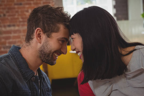 istock Couple looking each other in cafe 840971846
