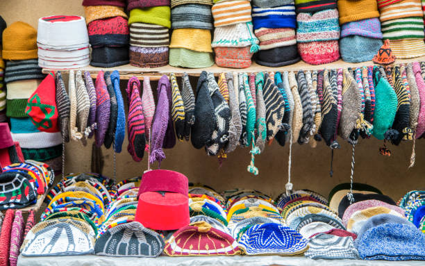 istock Colourful Moroccan scull caps for sale 840981972