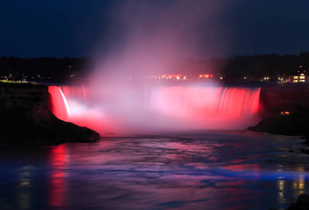 istock Niagara Falls illuminated at night, Canada and USA 840982124