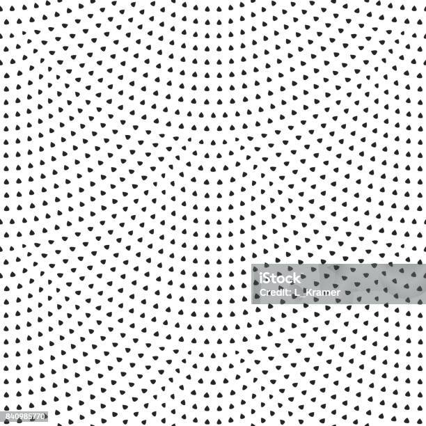 Vector Abstract Seamless Wavy Pattern With Geometrical Fish Scale Layout Light Small Black Dropshaped Elements On A White Background Art Deco Wallpaper Wrapping Paper Chintz Textile Page Fill Stock Illustration - Download Image Now