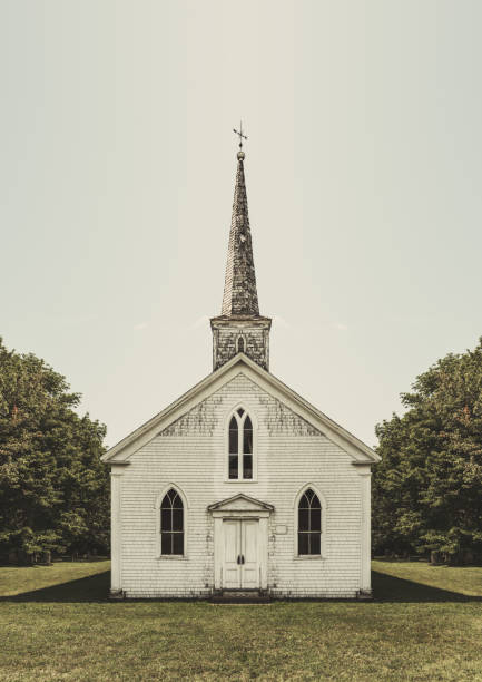 Church of Symmetry A disused rural church.  Composite image. chapel photos stock pictures, royalty-free photos & images