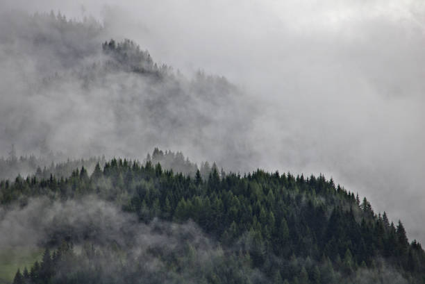 istock Mountain ridges in the Austrian Alps party obscured by mist and clouds 841010280