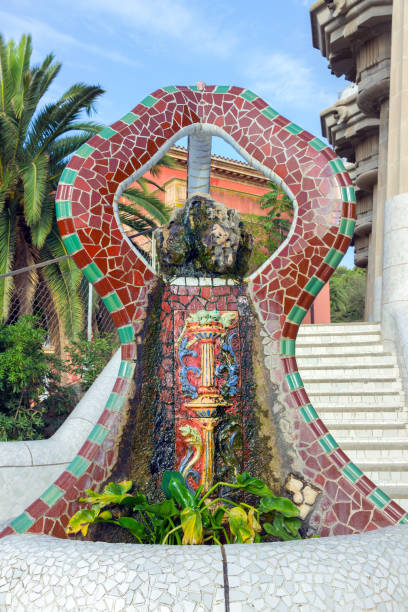 istock Barcelona Park Guell fontain mosaic sculpture, 841012582