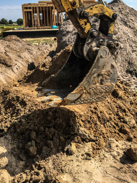 istock Excavation of water connections on the construction 841019304
