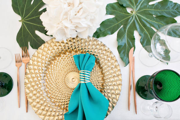 istock Beautifully organized event - served festive tables ready for guests 841019520
