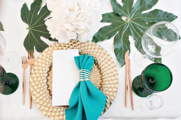 istock Beautifully organized event - served festive tables ready for guests 841019594