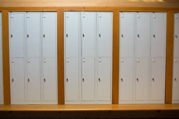 istock Closed lockers in a row at the college 841027262