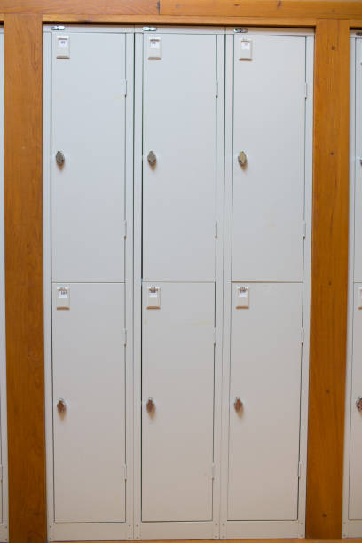 istock Closed lockers in a row at the college 841027286
