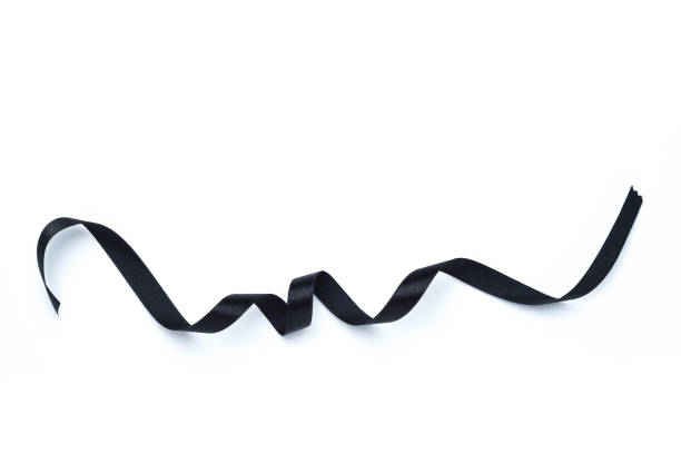 istock Beautiful black ribbon twist spiral isolated on white background. 841030664