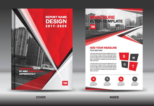 istock Red Color Scheme with City Background, Book Cover Design Template in A4, Business Brochure flyer, Annual Report, Magazine, company profile 841033400