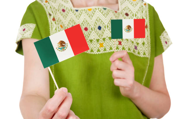 istock Anonymous girl holding Mexican flags 841033986