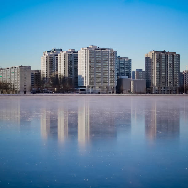 istock Buildings across frozen ocean 841040770