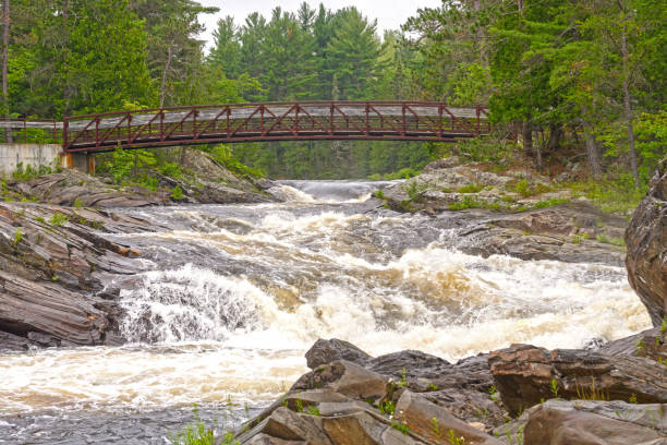istock Hiking Bridge over a the Aux Sables River 841041094