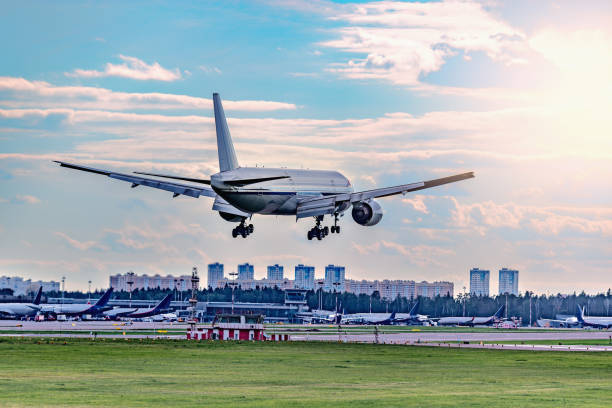 istock Landing of the passenger plane. 841041868