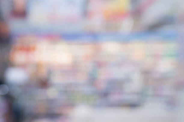 istock Abstract supermarket convenience store shelves blurred background 841044902
