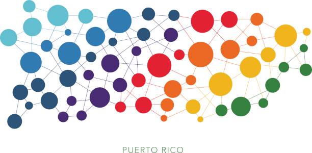 ilustrações de stock, clip art, desenhos animados e ícones de dotted texture puerto rico vector background - puerto rico map vector road