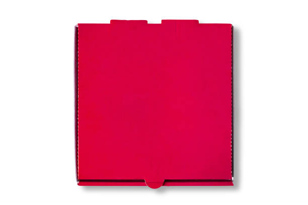 Closed Pizza Box top view isolated on White Background