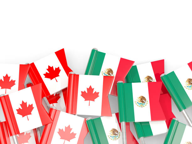 istock Flag pins of Canada and Mexico isolated on white 841058216