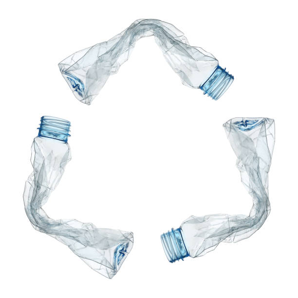 recycled sign by plastic bottles isolated on white