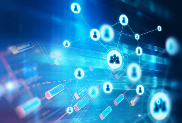 istock abstract illustration background with user icon and connecting dots . 841064802