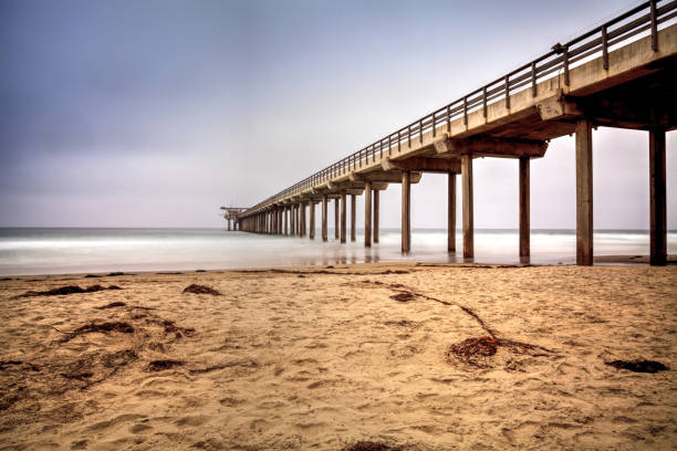 istock Overcast cloudy day over Scripps pier Beach 841087116