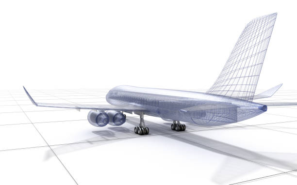 istock Airplane wire model , isolated on white. 3D illustration 841091272