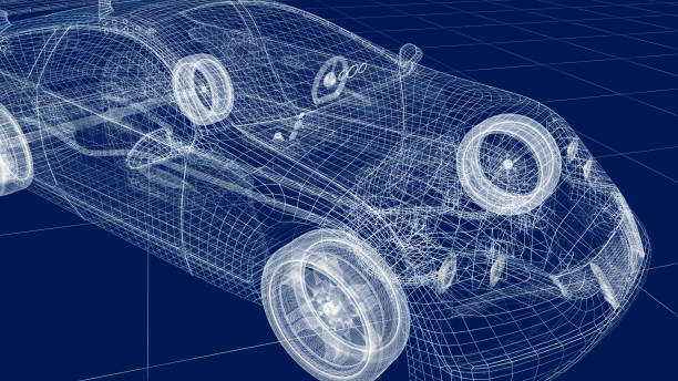 istock Transparent car design, wire model.3D illustration. My own car design. 841091296