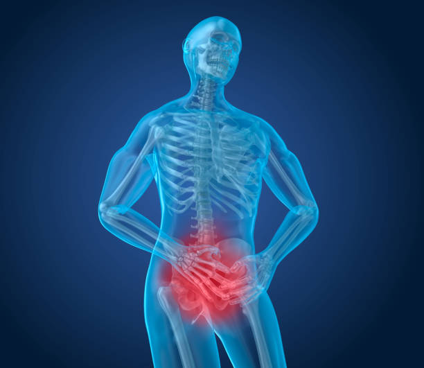 istock Man feeling pain in stomach, 3D illustration 841091338