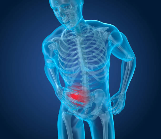 istock Man is feeling pain under her ribs. 3D illustration 841091408