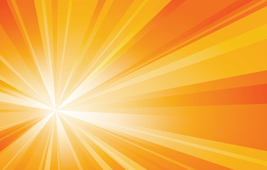 Yellow sun background. Sunburst or orange sunshine bright vector illustration