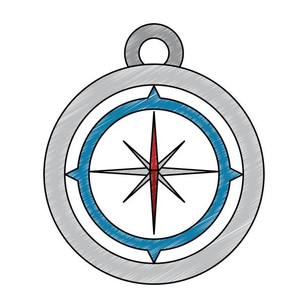ilustrações, clipart, desenhos animados e ícones de ferramenta de navegação bússola - orienteering clip art compass magnet