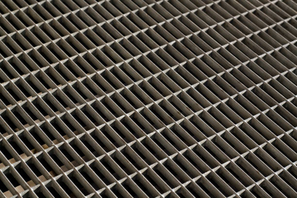 Gray color mtal grid floor with blur effect. abstract background and texture for design.