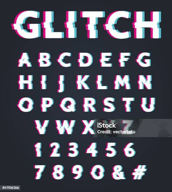 Font With Glitch Effect Stock Illustration - Download Image Now - Problems, Typescript, Number