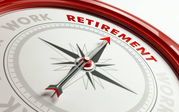 istock Retirement Concept: Arrow of A Compass Pointing Retirement Text 841109176