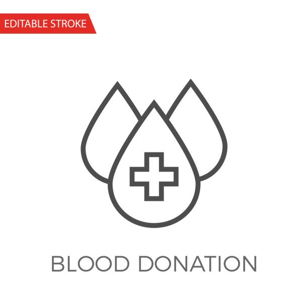 донорство крови тонкая линия вектор значок. - blood bank stock illustrations
